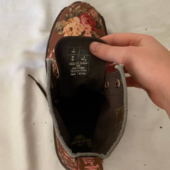 Brown & Pink Floral Print Canvas Dr. Martens Women's Size 9 - Picture 10 of 15